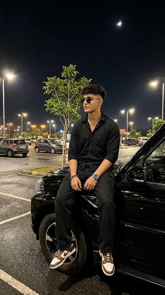 Keeping the same face and hairstyle of 20 years old man with dark — AI photo prompt example