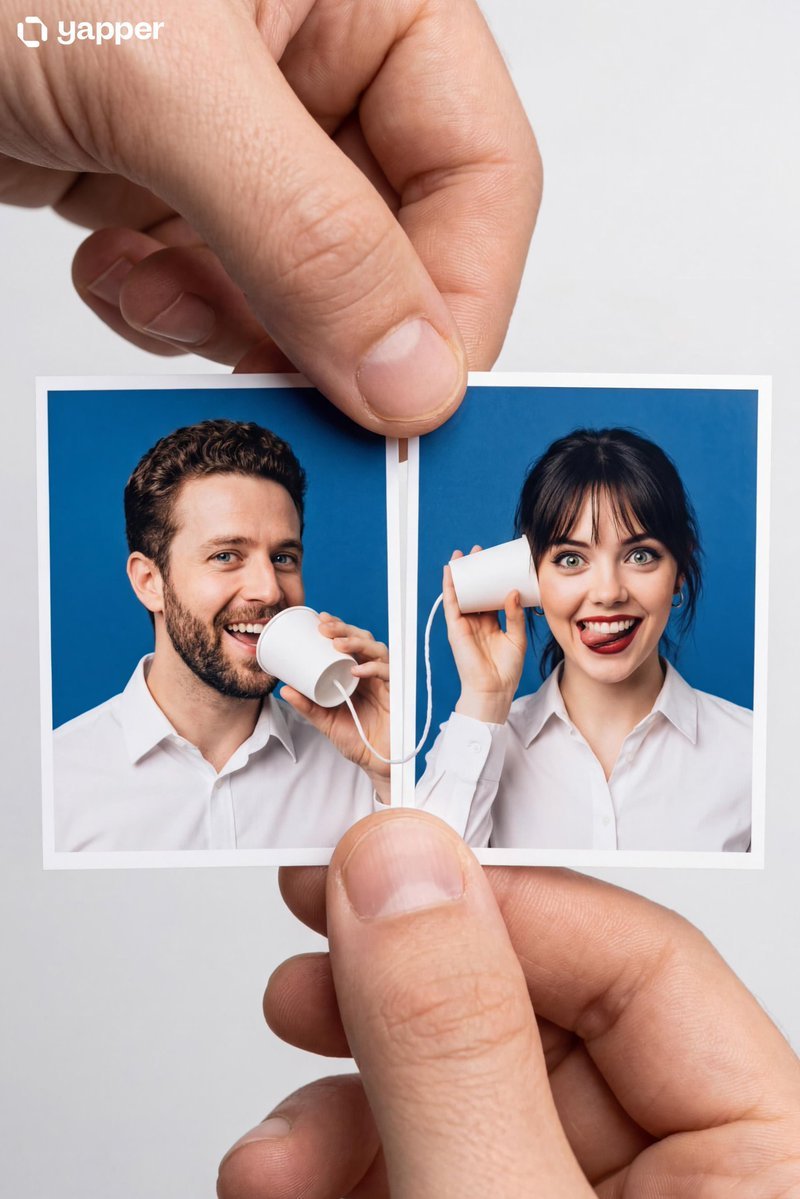 Master Object: Two passport-sized photo prints held side-by-side — AI photo prompt example