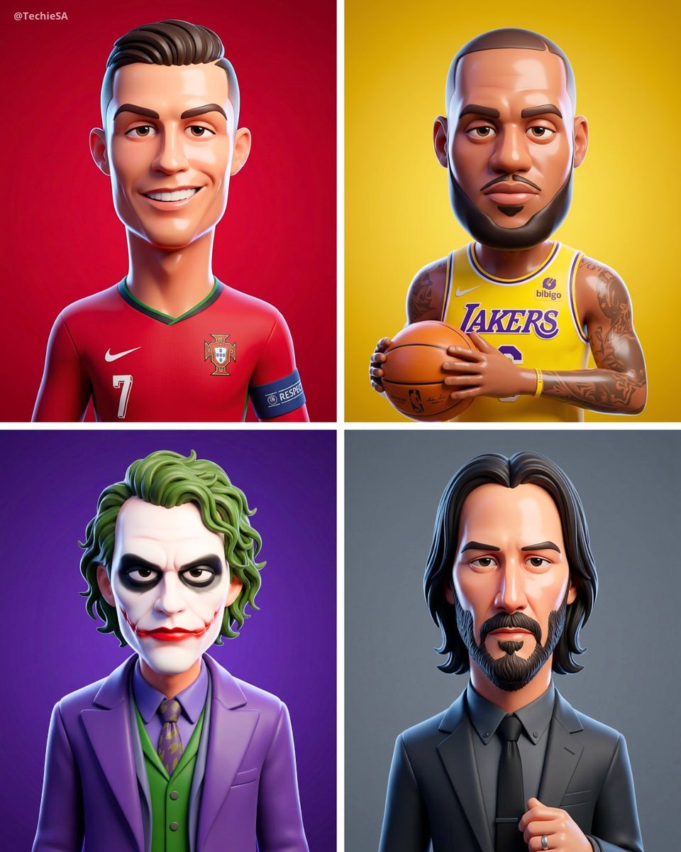 Transform the person from the attached photo into a smooth stylized 3D cartoon character in the same style as the refere AI photo prompt example