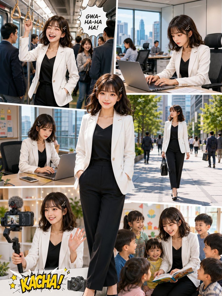 Corporate Lifestyle Manga-Style Photo Collage AI photo prompt example