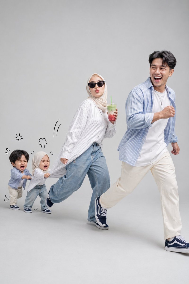 1. A clean, high-key studio portrait of a stylish young Muslim coupl — AI photo prompt example