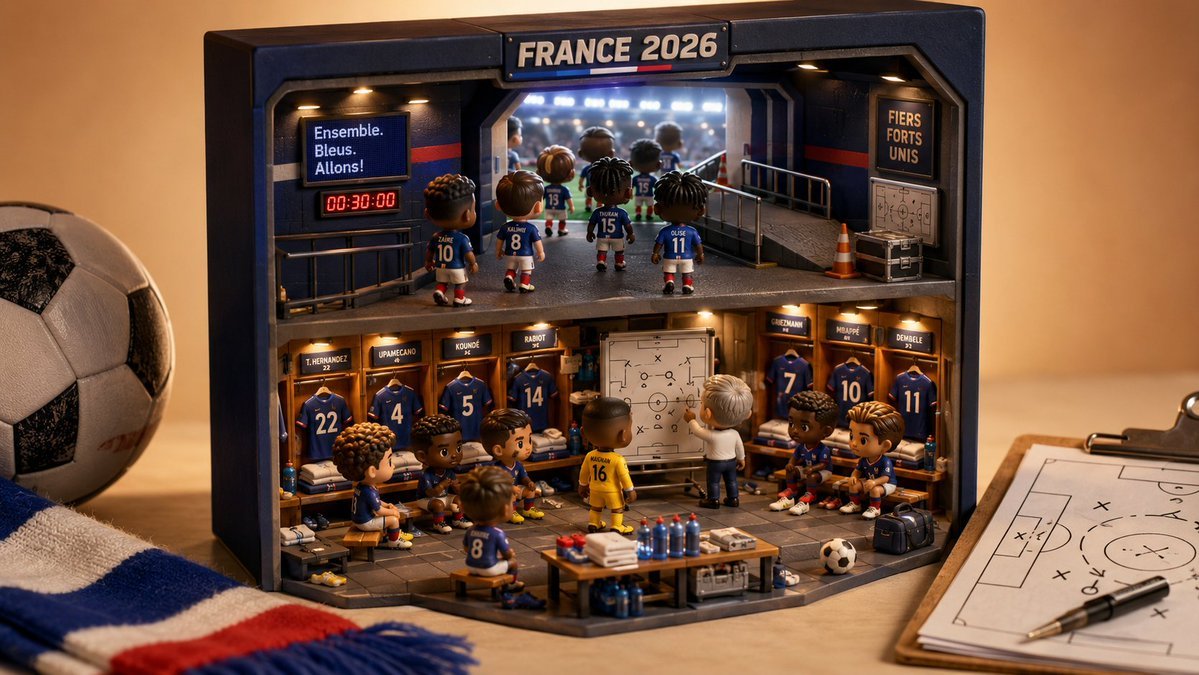Do this for France 2026 world cup team, A 3D isometric cutaway AI photo prompt example