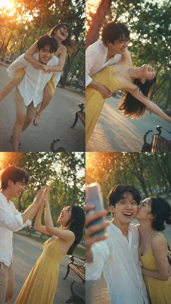 4-panel candid photo collage captured by accident with a cheap 2005 — AI photo prompt example