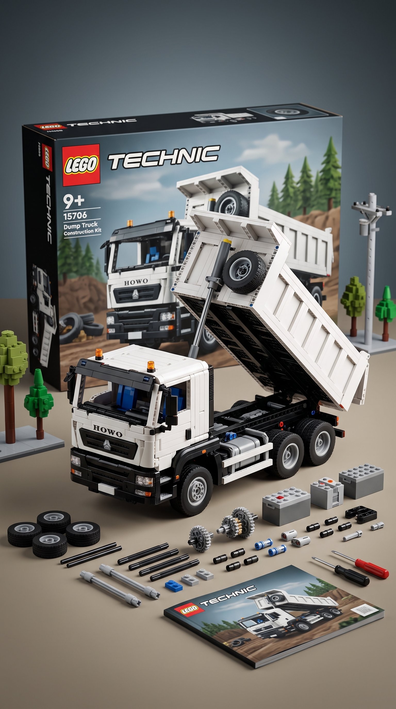 Ultra-detailed studio product render of a Lego Technic — AI photo prompt example