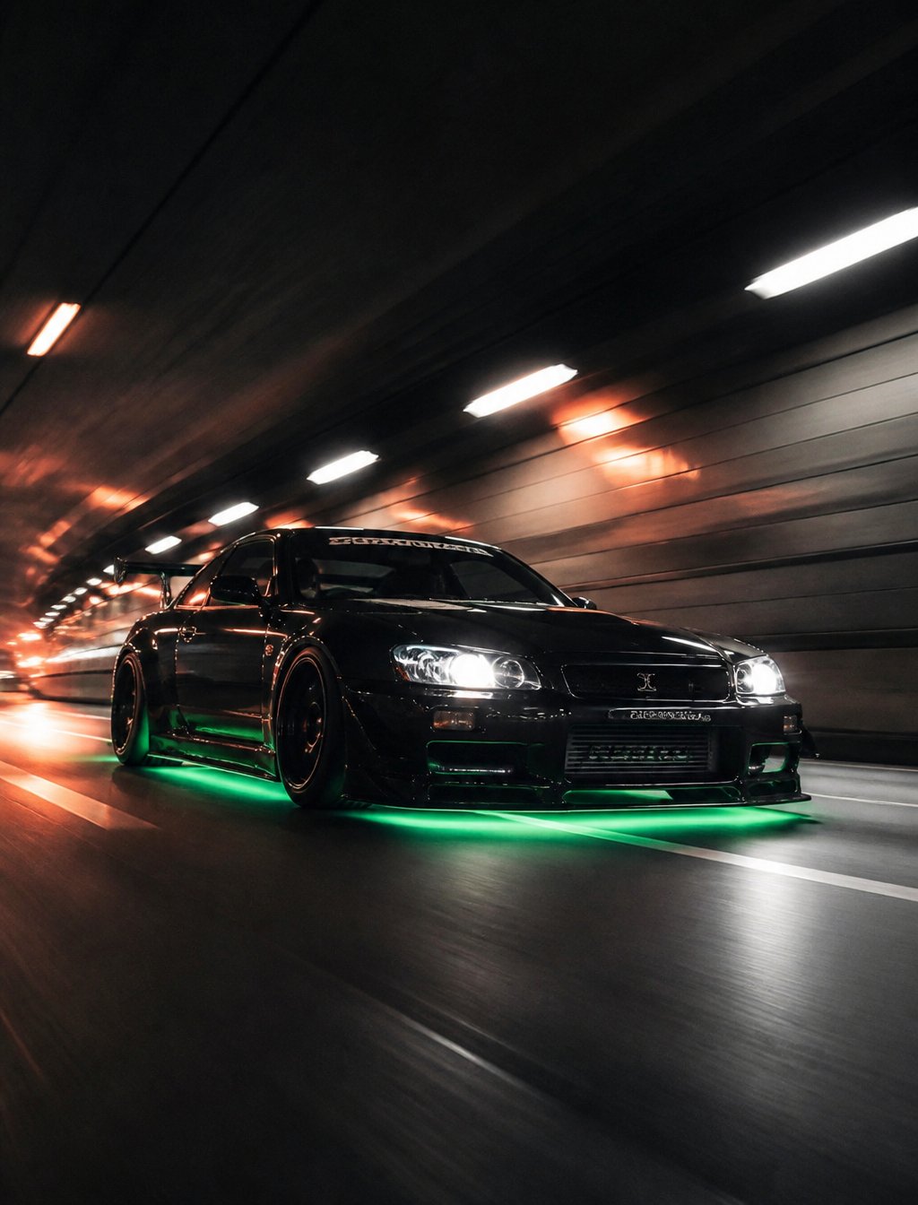 Realistic photo, racing car at high speed, the bottom of the racing — AI photo prompt example
