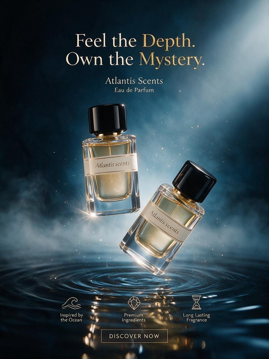 Luxury commercial fragrance advertisement using the provided AI photo prompt example