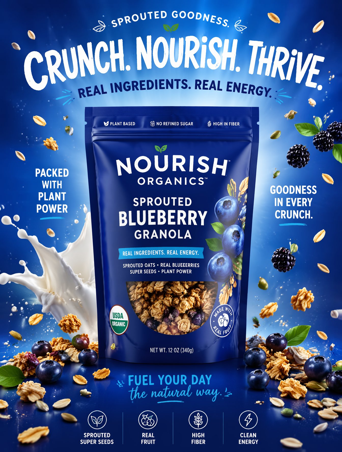 Ultra-premium healthy snack advertising poster, luxury superfood — AI photo prompt example